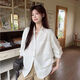 Jingdomeng white retro high-end temperament long-sleeved shirt women's 2025 autumn waist slimming casual versatile niche shirt white M (95-105Jin Jin equals 0.5 kg)