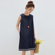 
Giordano designer straight skirt for women summer embroidered round neck denim vest dress for women 18465809