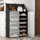 Chengyaoge thickened plastic shoe rack household dust-proof assembled shoe cabinet door folding large capacity transparent shoe box storage rack 4 layers white picture 2 please check whether it is the required product