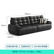 Lin's Home Furnishing Italian Retro Big Black Bear Leather Sofa Living Room 2025 New First Layer Cowhide Antique Furniture PS720 Black Brown | 2.96m | Thickened First Layer Cowhide