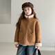 Tutu Little Elephant Girls' Velvet Jacket 2025 Winter New Suede Warm Jacket Children's Thickened Fur One-piece Coat Brown 160 Height About 160cm