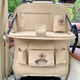Car small table rear folding dining table In-car rear seat storage rack Car seat back storage Khaki seat back storage bag with table board-foldable Brown five-petal flower