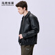 Mark Huafei Ultrasonic Lined Lapel Leather Jacket Men's 2026 Spring New American Retro Embroidered PU Leather Jacket 4606 Black 001 M (170)