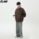 CLOR fake two-piece jacket men's autumn and winter style handsome casual all-match plaid lapel boys jacket JK11 brown XL