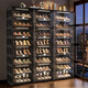Hualeji installation-free shoe box shoe cabinet folding shoe rack home door shoe storage box one-piece wall artifact transparent plastic black shoe cabinet 2 columns 9 layers 18 grids_can hold 36 pairs of shoes
