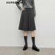 Red sleeve (hopeshow) high-end retro-feel skirt 2025 winter new women's MIU series versatile slimming temperament A-line pleated skirt Smoke 056 M