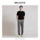Brloote [Leinenlammwolle Mischung] Brloote Old Money Style Lazy Lose Casual Hosen Blumentextur atmungsaktive Hose Gray S 17078a
