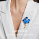 Jay's intangible cultural heritage handmade iris velvet flower brooch, temperament brooch, birthday gift for elder mother and mother-in-law, Yalan (velvet flower + pearl)