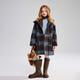 ASK JUNIOR children's coat 25 winter medium and large children's college style hooded coat girls plaid contrast wool coat