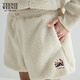 Teenie Weenie Bear Women's Sweatpants 2025 Autumn New Casual, Comfortable and Playful Fake Lamb Wool Shorts Ivory White S