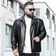 Jiujiu Wang Jiu Mu Wang Large Size Men's Artificial Leather Jacket Business Casual Fat Fat Motorcycle Style Lapel Jacket Thick Black 3XL