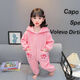 Baby coral velvet pajamas autumn and winter one-piece baby children's dinosaur clothes winter thickened girls' flannel sleeping bag gray 012 style 110
