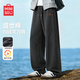 MINISO Pants Boys Winter Japanese Heavy Duty Velvet Thickened Casual Pants Youth High Street Scimitar Pants Black XL