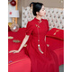 Pubindi Bridal Toast Wear Chinese Cheongsam Toast Wear 2025 New New Red Bride Wedding Engagement Return Dress Burgundy XS