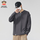 Big Mouth Monkey (paul frank) American trendy Henry collar sweatshirt for men spring and autumn new men's fashion versatile loose long-sleeved casual bottoming shirt floral gray + apricot discount two pieces 4XL recommended 170-190Jin Jin equals 0.5 kg