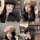 Beret Korean internet celebrity Japanese new style black big head octagonal hat round face spring and autumn retro painter trendy brand silver label brown beret