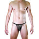Men's men's sexy underwear sexy Japanese low-waist imitation leather thong T-pants T-pants T-pants hollow black one size