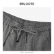Brloote [Leinenlammwolle Mischung] Brloote Old Money Style Lazy Lose Casual Hosen Blumentextur atmungsaktive Hose Gray S 17078a