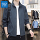 JEANSWEST spring and autumn coat men's 2025 new spring thin solid color stand-up collar loose windbreaker casual jacket top JK8302 dark gray regular L