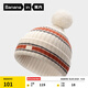 Jiao Nei Liu Haocun same style hot leather 501++ women's warm wool ball knitted winter casual hat thermal insulation woolen hat white brown one size