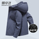 Flying in the snow men's jacket autumn and winter warm plus velvet lining removable hood casual jacket men's black 180