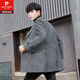 Pierre Cardin men's suit mid-length windbreaker jacket spring and autumn slim woolen top youth Korean style trendy woolen coat deep grid 15 3XL 155-170Jin Jin equals 0.5 kg