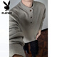 Playboy Henley Collar Half Turtleneck Sweater Men's Autumn American Loose Sweatshirt Jacket Men's Lazy Style Sweater Men Black 2XL