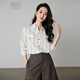 Late White New Product 2025 Autumn Temperament Printed Shirt Skin Friendly Elastic Casual Lapel Shirt for Women Color XL
