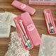 Cute little pig girl spoon fork student chopsticks stainless steel cutlery set cartoon three-piece storage box portable spoon + fork + chopsticks free storage box