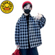 G.duck boys' autumn and winter jackets and quilted shirts 2025 new velvet and thickened plaid boys' winter clothes and children's cotton clothes trendy black 150 cm