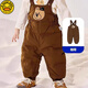 G.DUCK HELLO Little Yellow Duck Boys and Girls Duck Down Pants Children's Overalls 2025 Autumn and Winter New Outdoor Pants Khaki Color 90 cm Down Filling 30g Openable Crotch