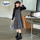 Dudant international brand girls' dress spring and autumn 2025 new children's long-sleeved princess dress autumn big children's girl suspenders alpaca shark pants + black inner + gray skirt 120 cm recommended height around 115