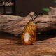 Qingcheng Mountain Natural Water Drop Flower Amber Pendant, Orphan, Same Style for Men and Women, Simple Autumn Necklace, Amber Pendant, Beeswax Gift, Flower Amber Water Drop Pendant, Orphan Product Has Expired