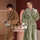 Fenton autumn and winter new thickened flannel couple nightgown women's winter long coral velvet bathrobe men's pajamas home clothes