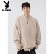 Playboy (PLAYBOY) brand sweater men's new winter henley collar sweater men's Japanese loose casual simple bottoming shirt men's apricot M