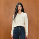 Shi Fanli (S EIFINI) Meng Ziyi's same style 2026 spring special new color embroidered cable knit cardigan all wool old money style sweater cardigan off-white M