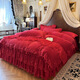 Yalu 2025 new French princess lace baby velvet thickened bed skirt four-piece set winter quilted non-slip bedspread quilt cover Xiangshe Liying-Sakura Pink Bedskirt 1.8*2.2 four-piece set-quilt cover 200*230