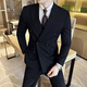 FZPT light luxury trendy brand suit men's 2025 autumn and winter new high-end business fashion casual double-breasted dress suit gray single suit + trousers 2XL recommended 135-150Jin Jin equals 0.5 kg