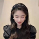 Ye Fei Li black satin diamond headband high-end hair accessories toothed wide edge twist headband women's face wash hairpin versatile headwear