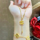 Fuhuang Jewelry 9999 gold Xiaoxiangfeng Bundi bead set chain gold store same style gold-covered silver fashion clavicle chain for Valentine's Day to girlfriend, gold-covered 1.2 grams-Xiaoxiangfeng set chain