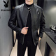 Playboy (PLAYBOY) Leather Men's Jacket 2025 Spring and Autumn New Men's Korean Style Slim Beige Casual Jacket Top Jacket Trendy Beige M
