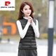 Pierre Cardin Autumn and Winter Down Vest Women's Short Slim Fit Thin Warm Lined Vest Close-fitting Inner Waistcoat Fashion Basement Black S