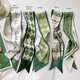 Aoyanlai white and tender green small silk scarf for women in spring and summer thin narrow ribbon headband hair tie bag decoration long scarf light green diamond grid
