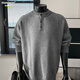 Homlean old money Henry collar knitted sweater men's advanced lazy style casual all-match top autumn HC19 dark gray L