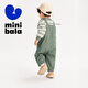 迷你巴拉巴拉男童女童长袖套装春宝宝儿童T恤背带裤【吸湿速干】 绿色调 110