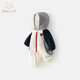 Banxidi baby clothes, winter clothes, infant onesies, plus velvet baby clothes, autumn and winter quilted hooded outdoor clothes, beige 80cm