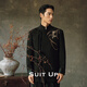 Xiuta Orchid Embroidery New Chinese Style Black Mao Suit Groom Wedding Engagement Chinese Style Gentleman Suit Formal Orchid Embroidery Top + Pants Two-piece Set XS 46A