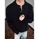 Jingsa Henry collar sweater men's autumn and winter loose button solid color inner layering shirt retro high-end casual sweater khaki XL