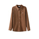 Osha Retro Cluli Style Brushed Shirt 2025 Winter New Women's Lapel Age-Reducing Embroidered Top Caramel Color XL
