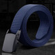Iron-free nylon belt that passes security inspection, metal-free trouser belt, outdoor smooth plastic buckle canvas belt for denim work, black, one set